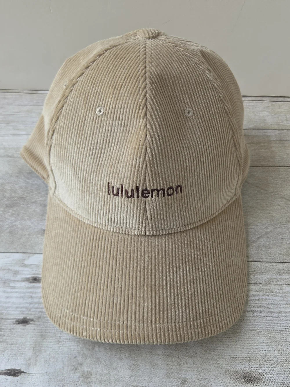 Lululemon Corduroy Adjustable Hat Beige Tan Logo Cap Strapback Golf Casual Dress